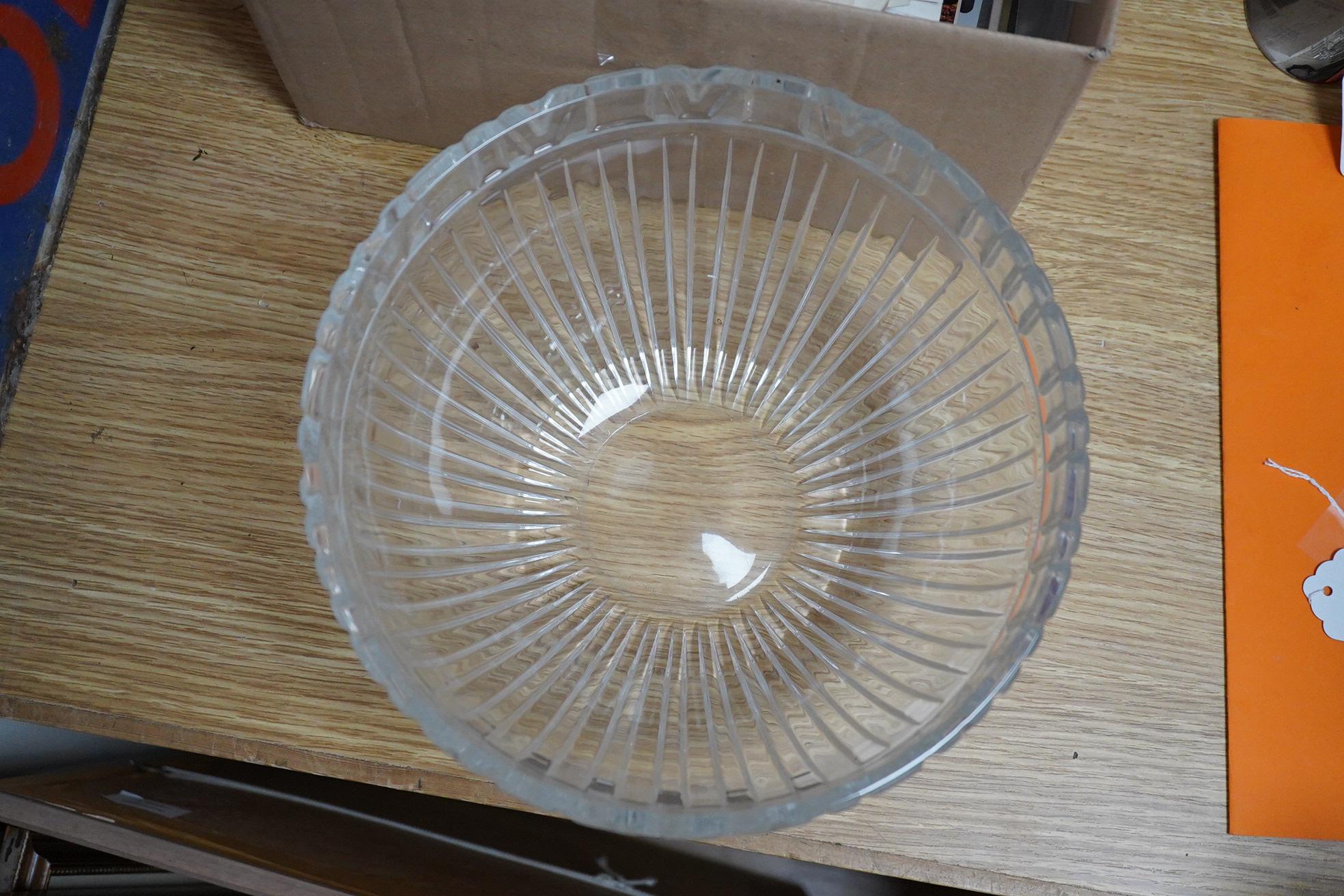A Tiffany crystal Roman numeral bowl, etched mark to the base, 25cm in diameter
